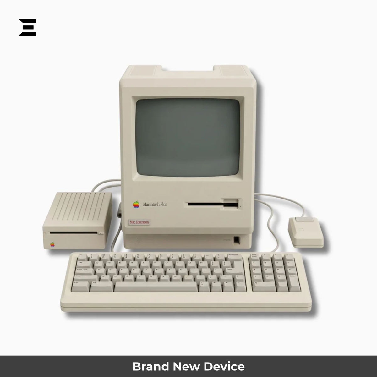 Apple Macintosh Plus 1MB (1986) | Brand New | Vintage Macintosh Computer | M0110A Keyboard, M0100 Mouse & External Drive – Complete Set