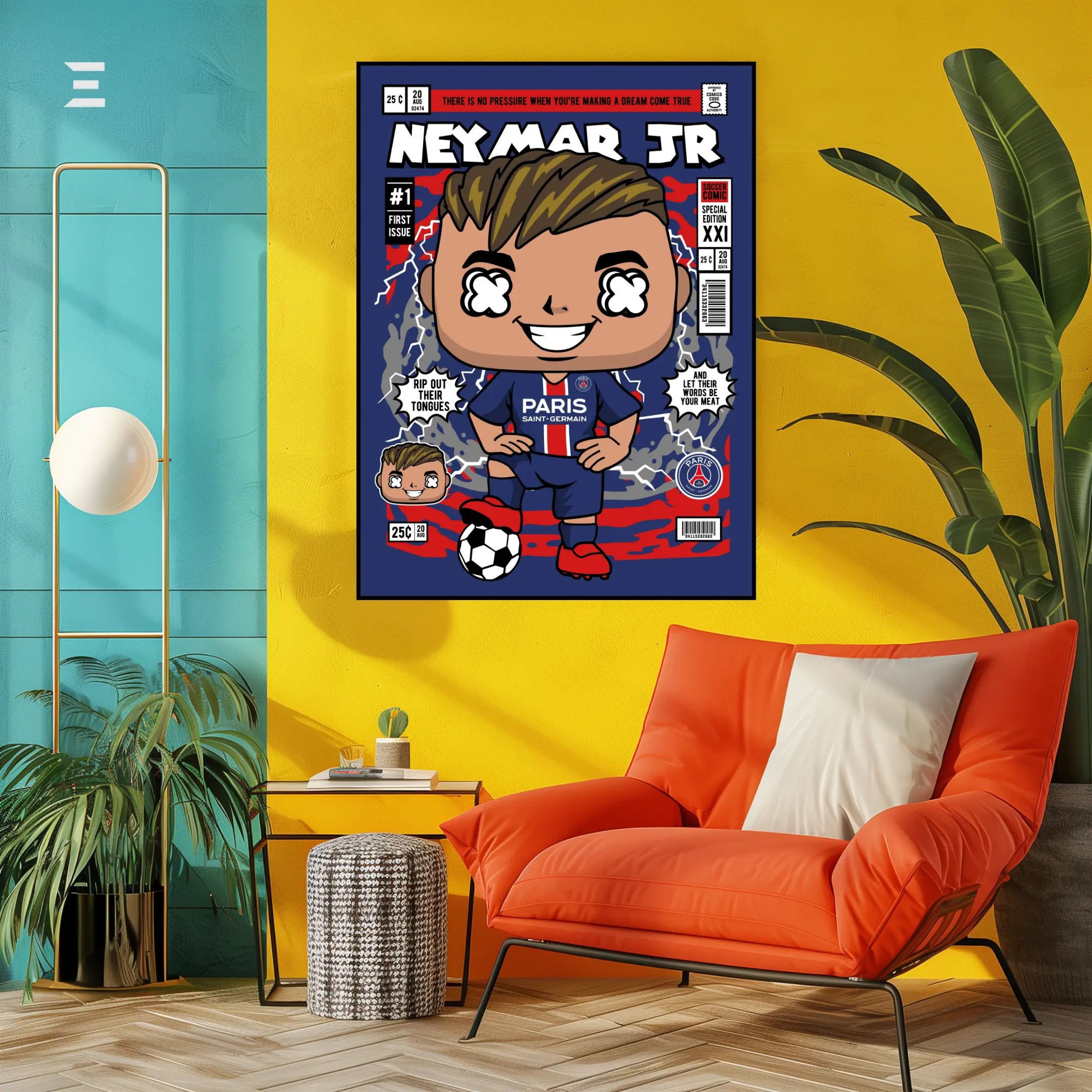 Neymar Jr. Pop Art Resin Wall Art – PSG Comic Style Edition | IBRELIA IBRELIA