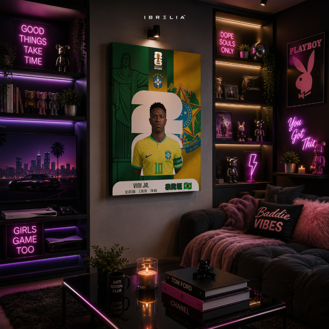 Vinícius Júnior FIFA World Cup 2026 Wall Art – Brazil Football | IBRELIA™
