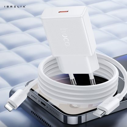 HOCO N72 MINI 20W GaN Ultra-Thin Fast Charger Set (USB-C to iPhone Cable) | IBRELIA™