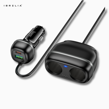 HOCO Z59 Rank 48W Dual-Port PD30W + QC3.0 Car Charger with Dual Cigarette Lighter Slots | IBRELIA™