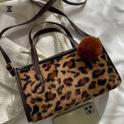 Leopard Faux Fur Tote Bag | Premium Shoulder & Crossbody Bag for Women - IBRELIA™ - IBRELIA