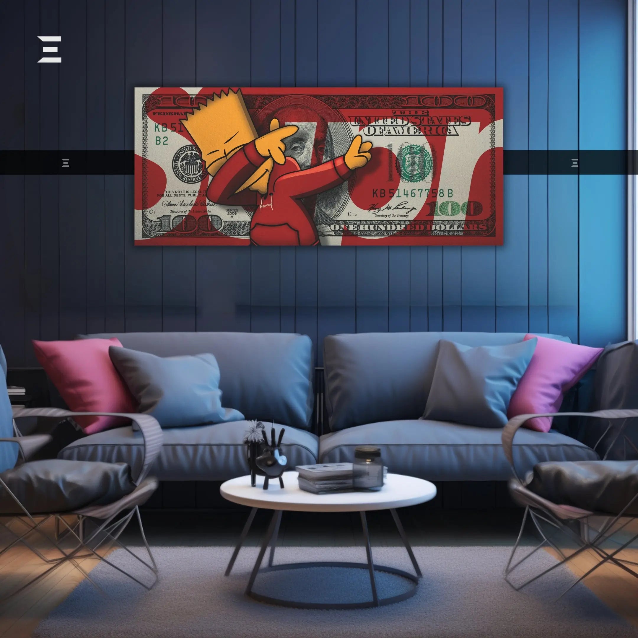 Ultra Wide Wall Art – Bart Simpson x $100 Dollar Bill | IBRELIA IBRELIA