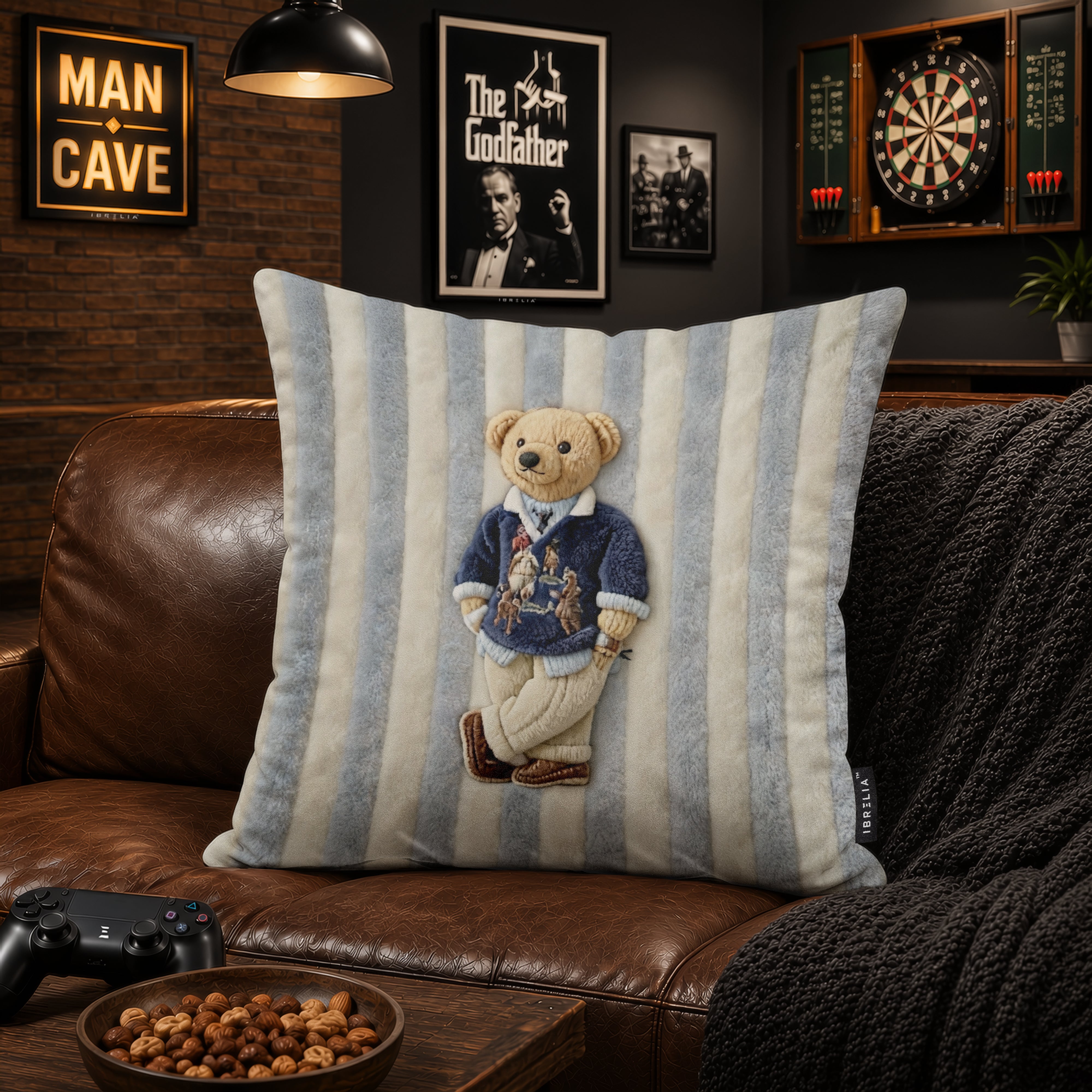 Classic Teddy Striped Cushion | Premium Velvet Suede | Double-Sided Print