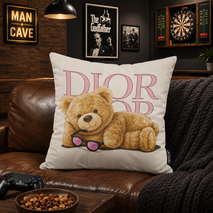 Dior Teddy Cushion | Premium Velvet Suede | Double-Sided Print