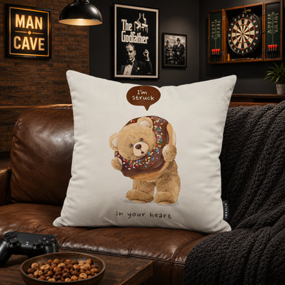 Sweet Donut Teddy Cushion | Premium Velvet Suede | Double-Sided Print