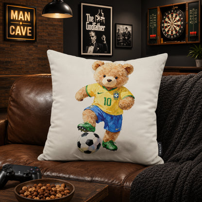 Neymar Jr Teddy Football Cushion | Premium Velvet Suede | Double-Sided Print