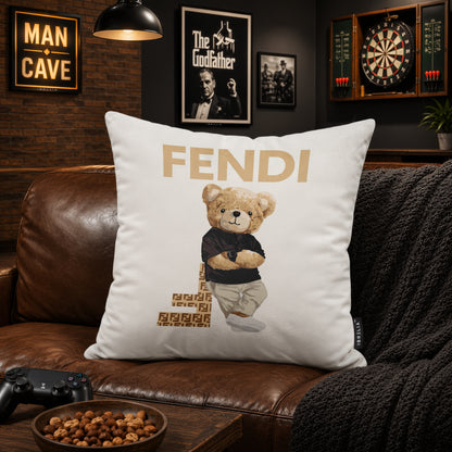Luxury Teddy Bear Velvet Suede Decorative Cushion | Premium Double-Sided Print