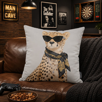 Luxury Cheetah Velvet Suede Decorative Cushion | Premium Double-Sided Print
