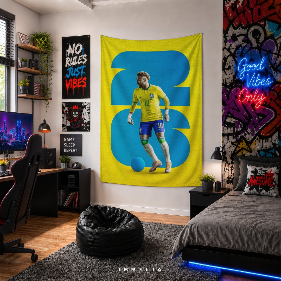 Neymar Junior – FIFA World Cup 2026 Premium Jute Fabric Tapestry | IBRELIA™