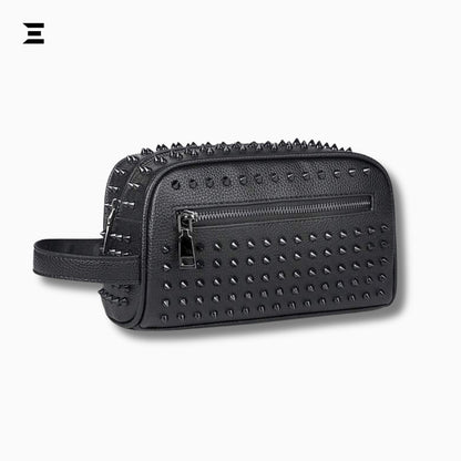Elegant Black Rivet Leather Wrist Clutch – Unisex Evening & Party Bag IBRELIA™ - IBRELIA