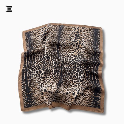 Leopard Print Silk-Feel Square Scarf | Luxury Fashion Bandana for Women | IBRELIA™