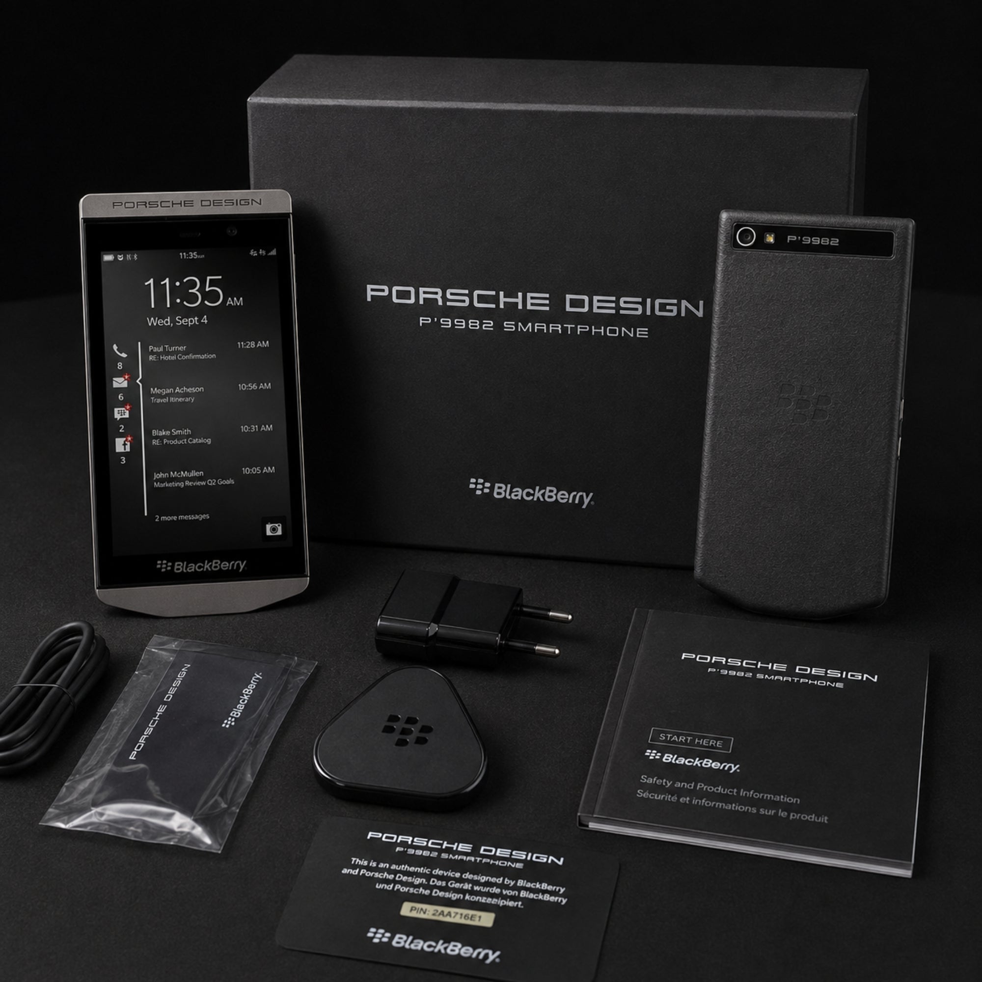 BlackBerry Porsche Design P’9982 – Brand New Collector’s Set with Original Box & Accessories