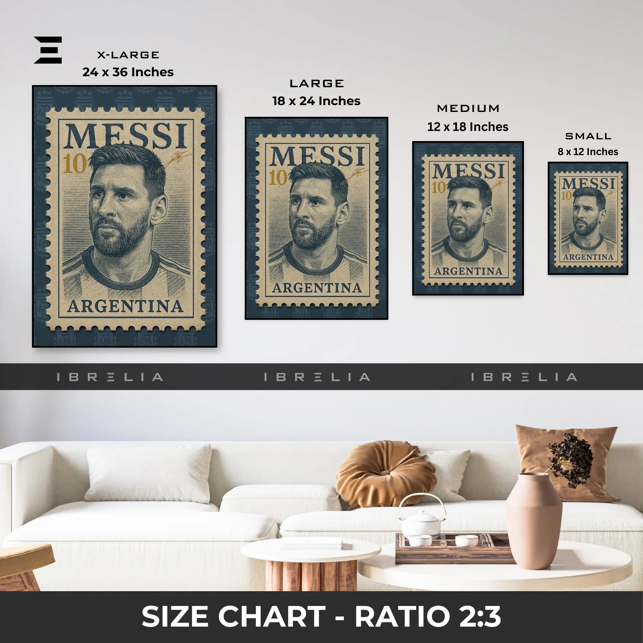 Lionel Messi Resin Wall Art – “Argentina Stamp” Edition | IBRELIA IBRELIA