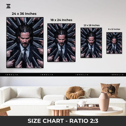 Premium Resin Coated Wall Art – John Wick Surrounded by Guns Collectible | IBRELIA Pakistan IBRELIA