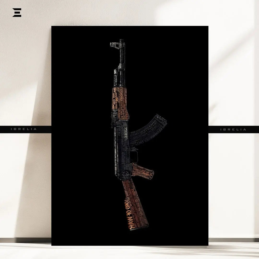 Premium Resin Coated Wall Art – Typography AK-47 Collectible | IBRELIA Pakistan IBRELIA