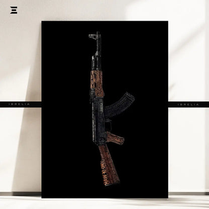 Premium Resin Coated Wall Art – Typography AK-47 Collectible | IBRELIA Pakistan IBRELIA