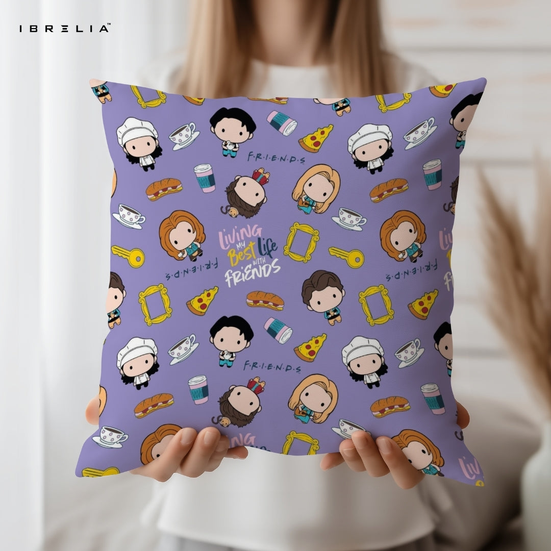 Friends TV Show Cushion – Cute Character Pattern Pillow 15x15 Inch | Sitcom Theme Cushion | IBRELIA™ IBRELIA