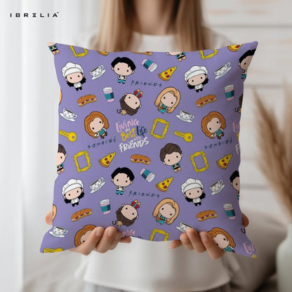 Friends TV Show Cushion – Cute Character Pattern Pillow 15x15 Inch | Sitcom Theme Cushion | IBRELIA™ IBRELIA