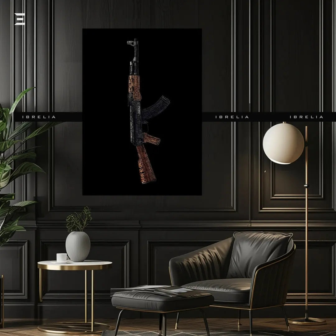 Premium Resin Coated Wall Art – Typography AK-47 Collectible | IBRELIA Pakistan IBRELIA