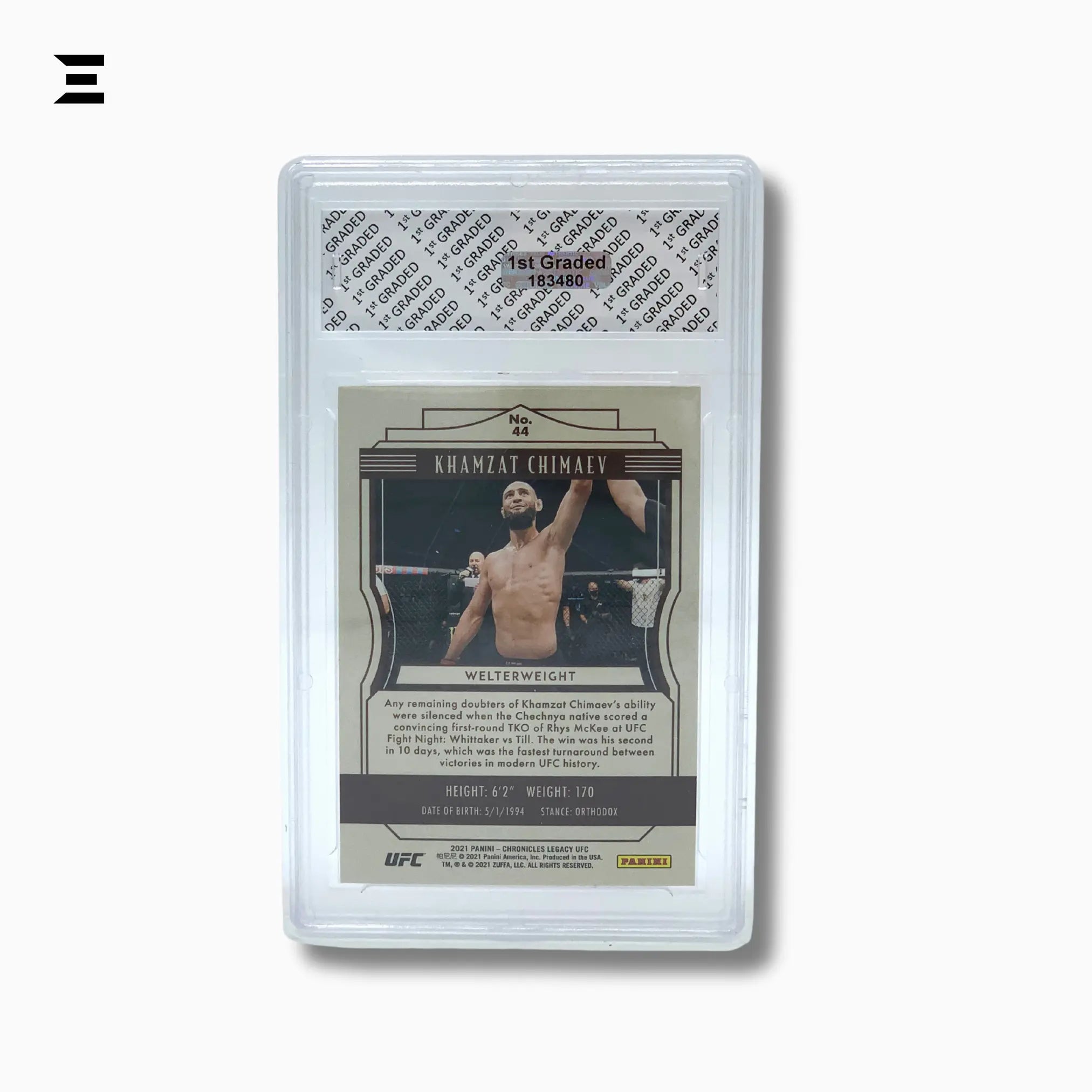 2021 Panini Legacy UFC #44 Khamzat Chimaev Rookie Card – 1st Graded GEM MINT 10 IBRELIA