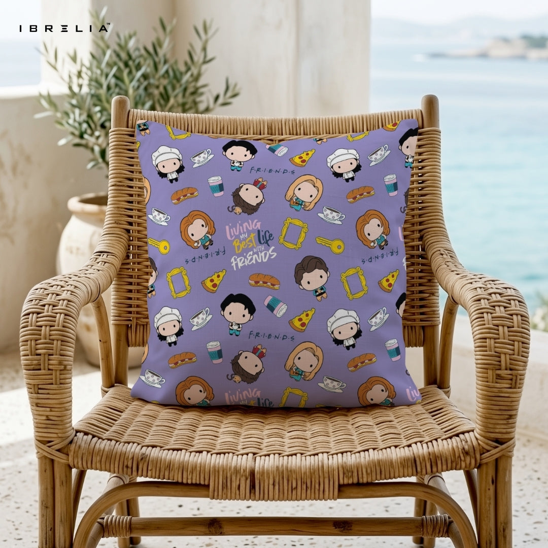 Friends TV Show Cushion – Cute Character Pattern Pillow 15x15 Inch | Sitcom Theme Cushion | IBRELIA™ IBRELIA