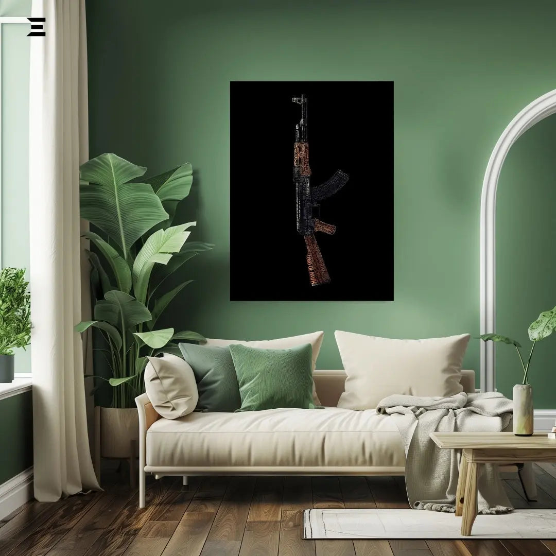 Premium Resin Coated Wall Art – Typography AK-47 Collectible | IBRELIA Pakistan IBRELIA