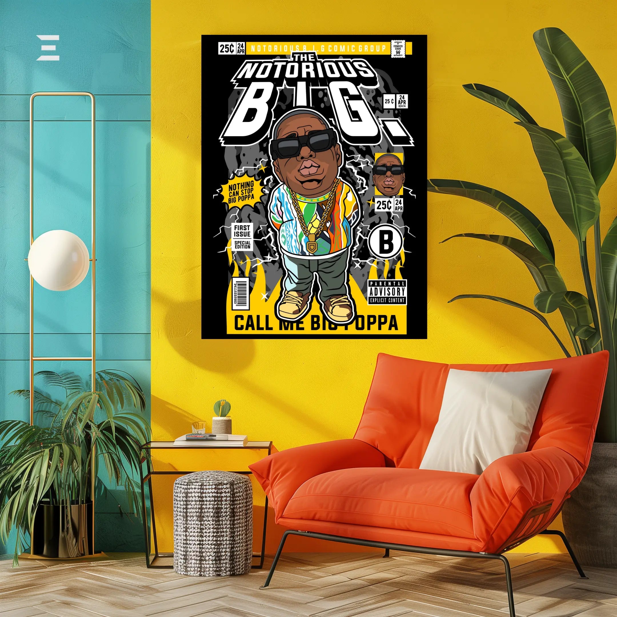 Notorious B.I.G. Pop Art Resin Wall Art – Call Me Big Poppa Comic Style | IBRELIA IBRELIA