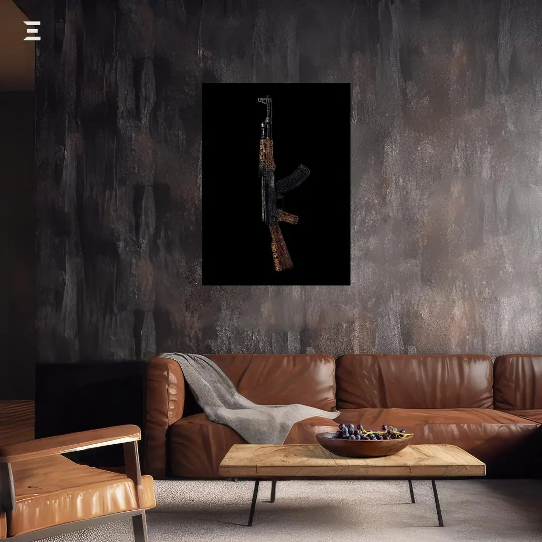 Premium Resin Coated Wall Art – Typography AK-47 Collectible | IBRELIA Pakistan IBRELIA