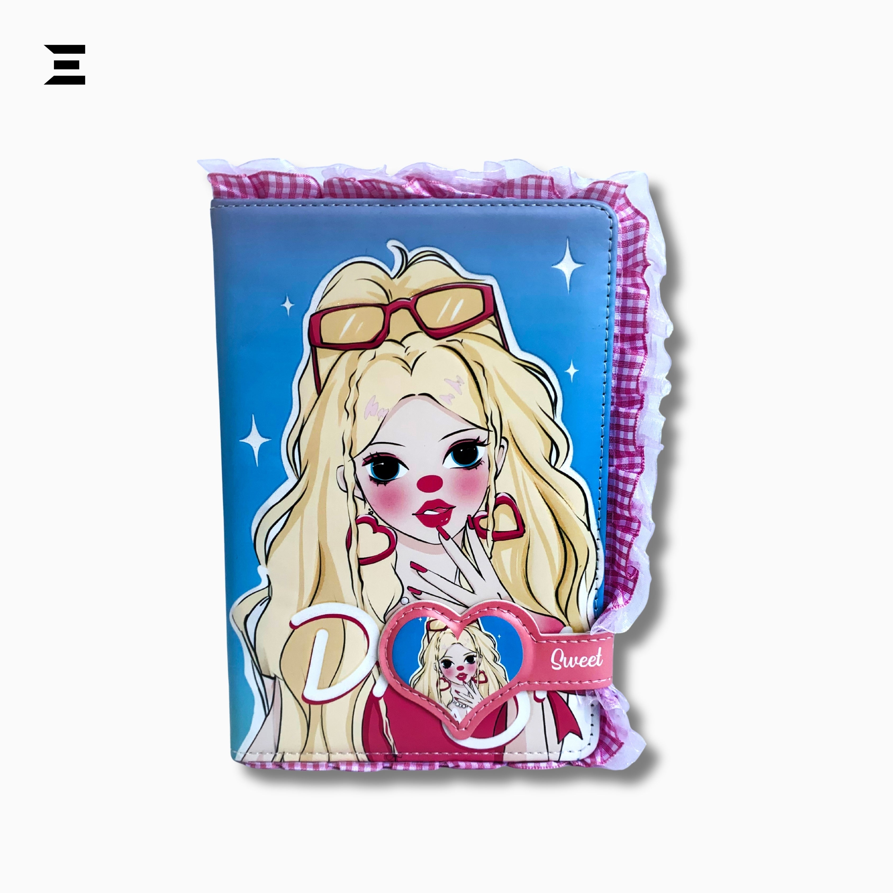 Cute Fashion Girl Diary Notebook A5 - Size  | Kawaii Cartoon Journal with Strap | IBRELIA™ IBRELIA