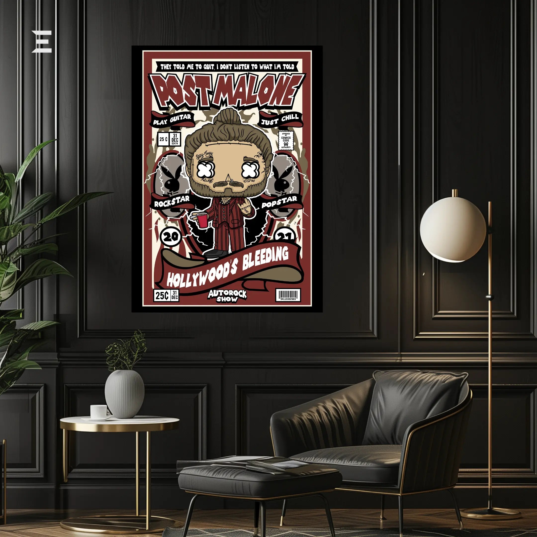Post Malone Pop Art Resin Wall Art – Hollywood’s Bleeding Comic Style | IBRELIA IBRELIA
