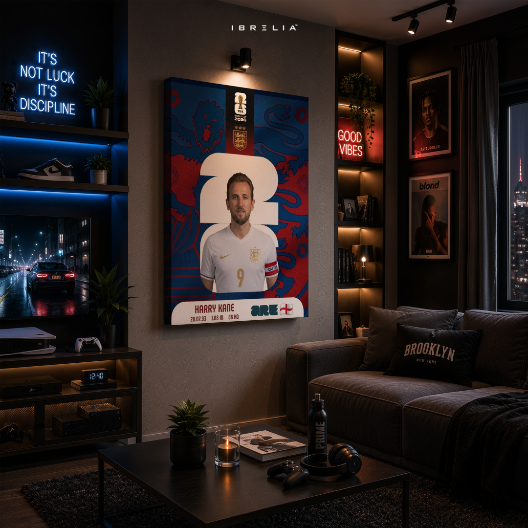 Harry Kane FIFA World Cup 2026 Wall Art – England Football Captain | IBRELIA™