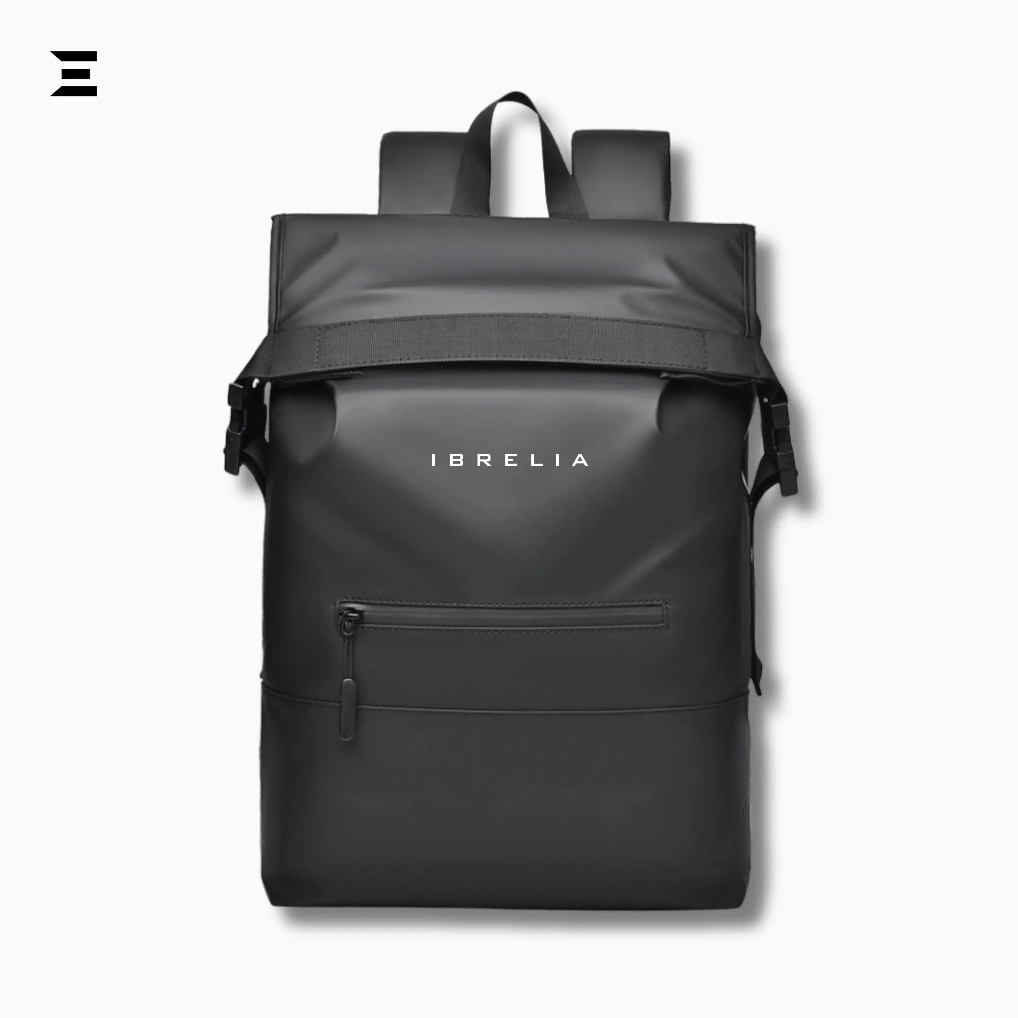 IBRELIA™ Waterproof Roll - Top Laptop Backpack – Black Minimalist Edition - IBRELIA
