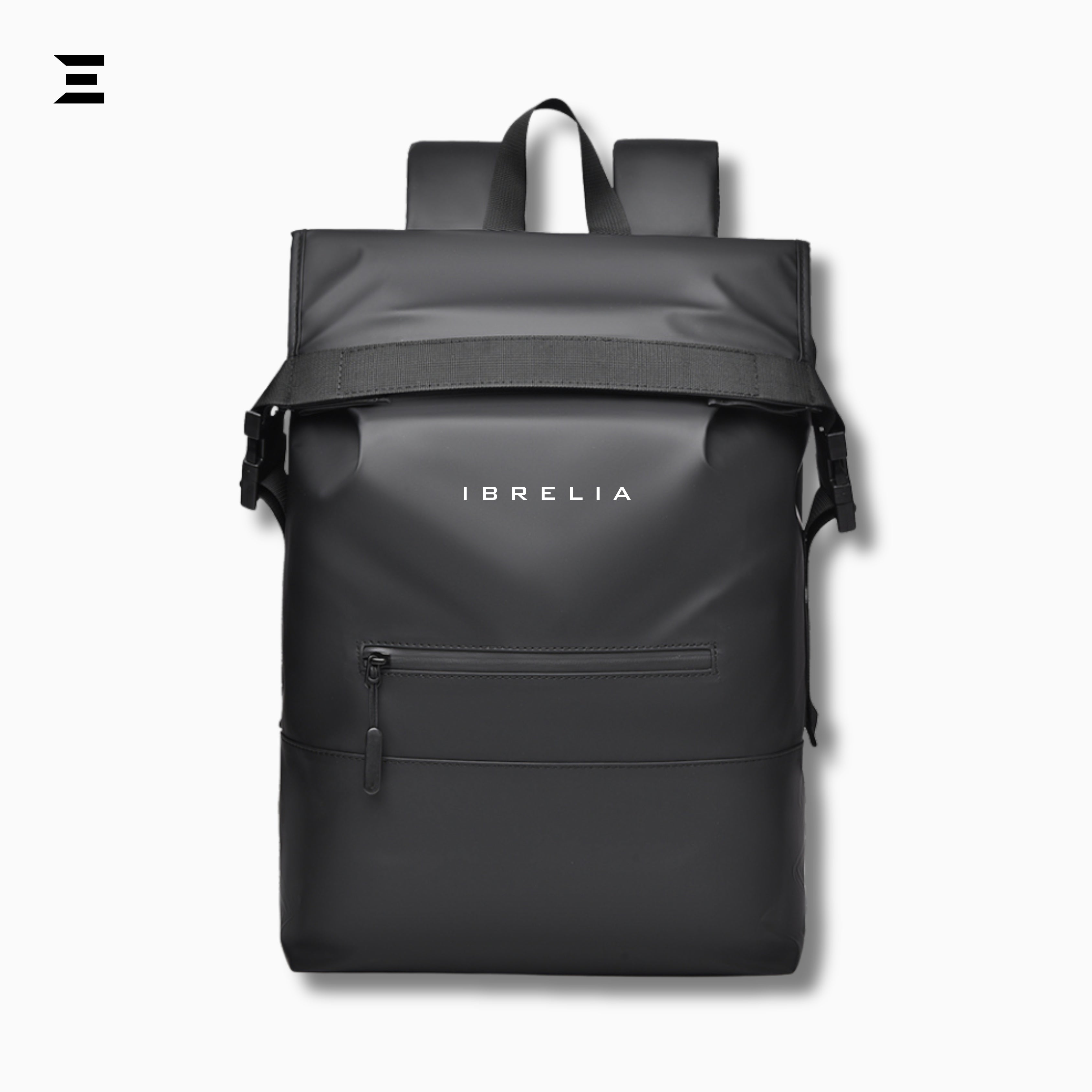 IBRELIA™ Waterproof Roll-Top Laptop Backpack – Black Minimalist Edition IBRELIA