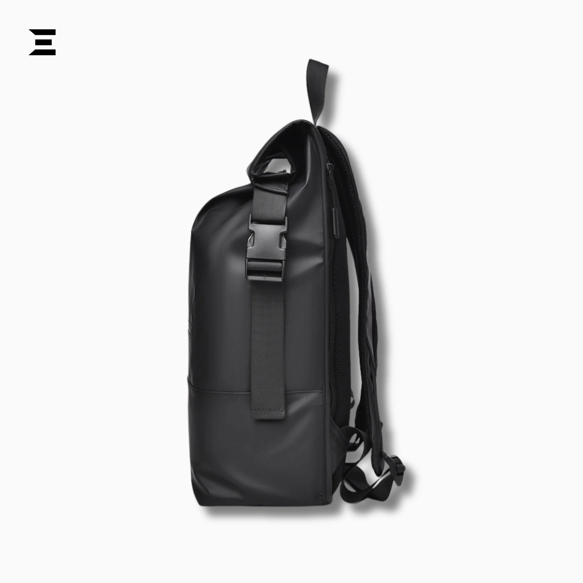 IBRELIA™ Waterproof Roll - Top Laptop Backpack – Black Minimalist Edition - IBRELIA