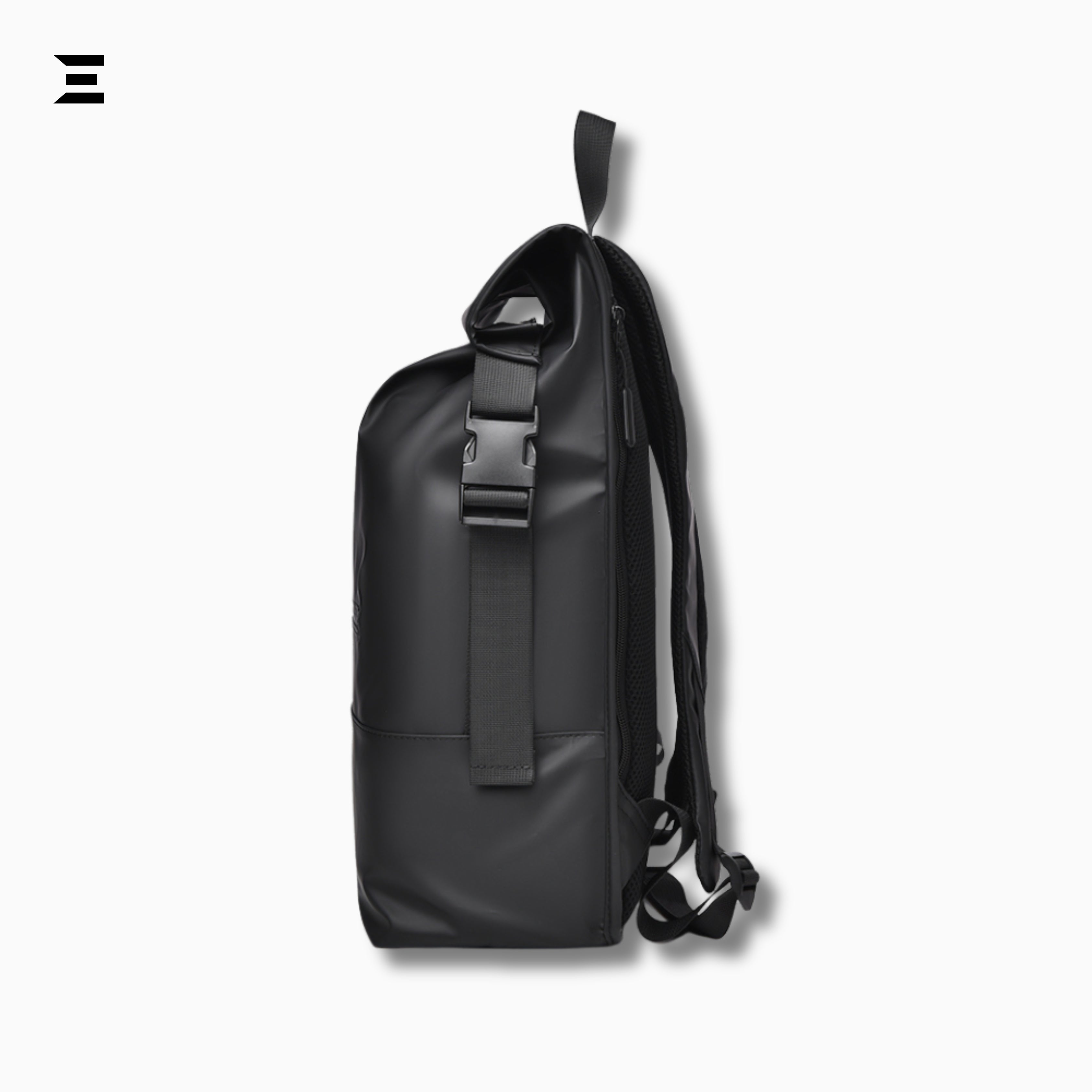 IBRELIA™ Waterproof Roll-Top Laptop Backpack – Black Minimalist Edition IBRELIA