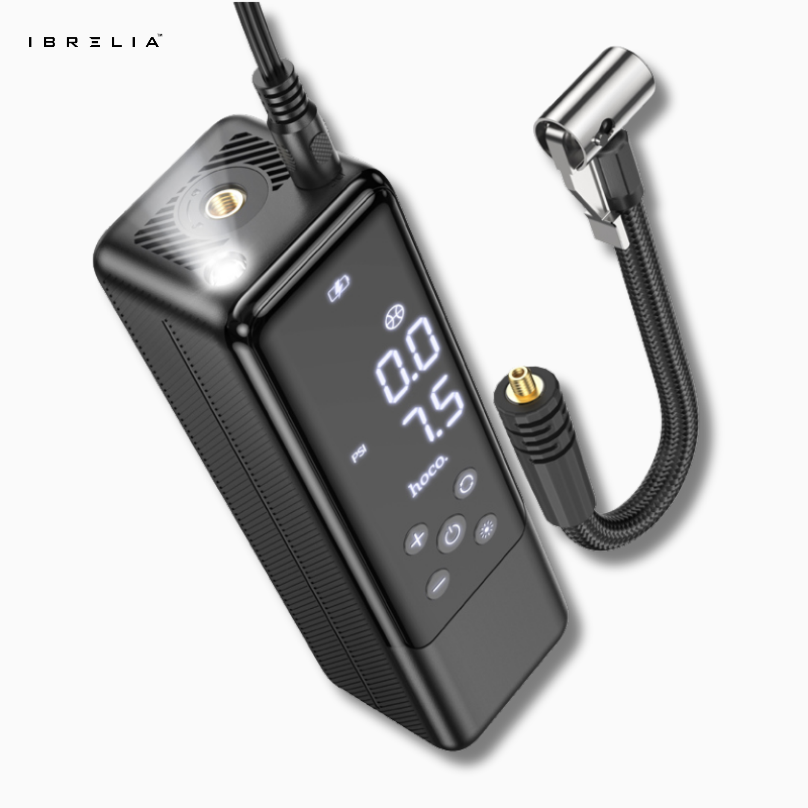 HOCO ZP5 May Smart Air Pump – 20-Cylinder High Power Portable Inflator with 3m Cable | IBRELIA™