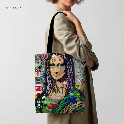 Pop Art Icon Tote Bag – Graffiti Street Art Jute Tote with Velvet Handles | Ibrelia IBRELIA