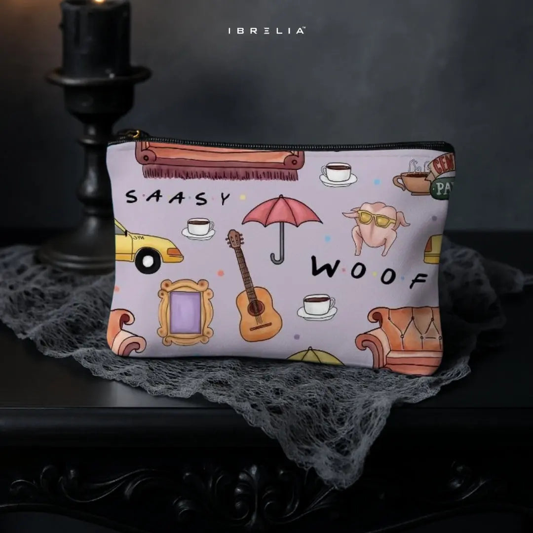 Central Perks Lifestyle Makeup & Pencil Pouch – Double-Sided Print – IBRELIA™