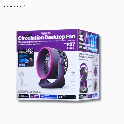 REMAX F27 Fonzyr Series Circulation Desktop Fan | 3D Airflow | 360° Rotation | IBRELIA™