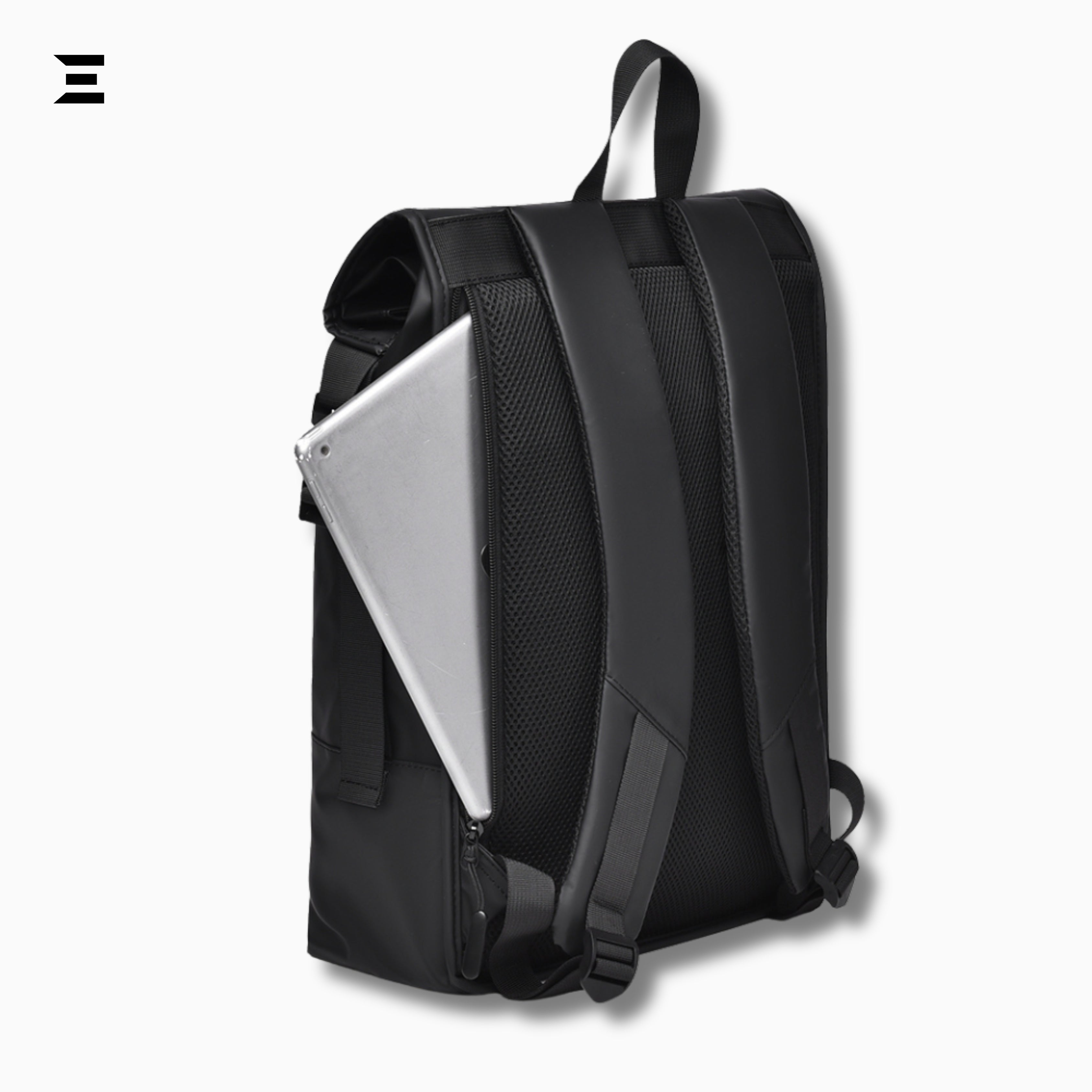 IBRELIA™ Waterproof Roll-Top Laptop Backpack – Black Minimalist Edition IBRELIA