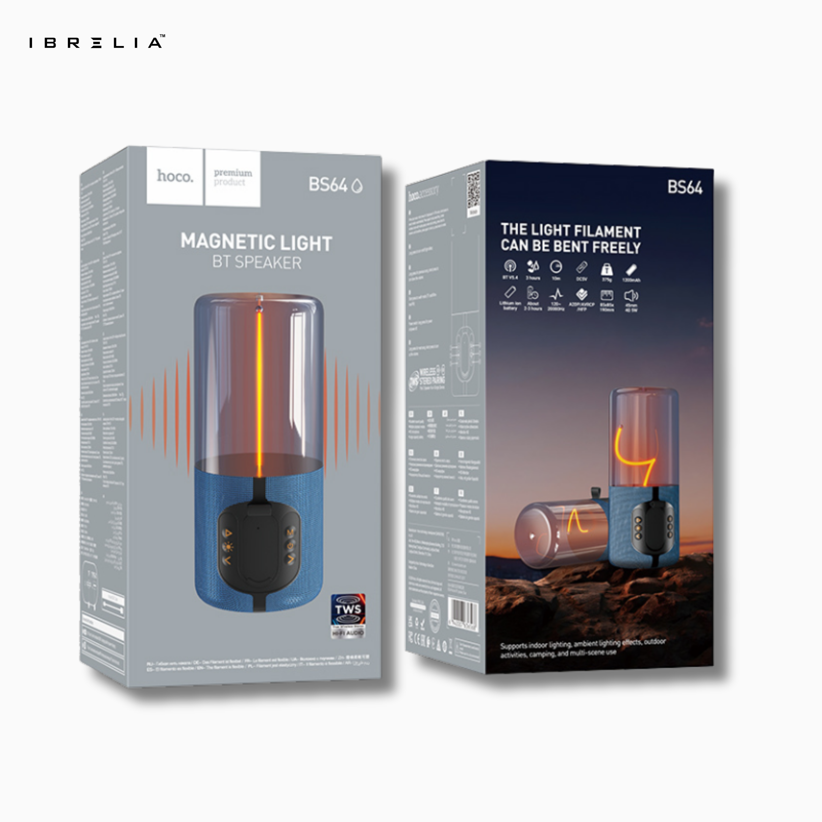 HOCO BS64 Rocker BT Speaker – 5W Magnetic Light Wireless Speaker with Bendable LED Filament & TWS | IBRELIA™