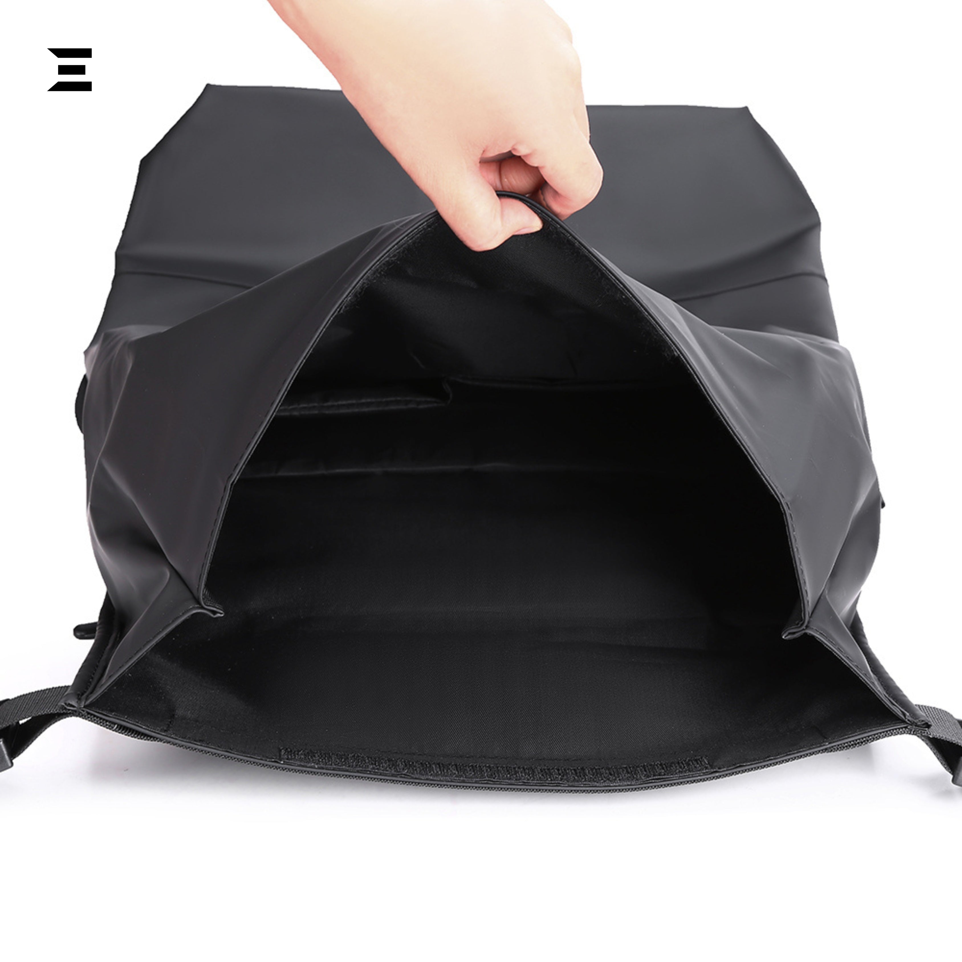 IBRELIA™ Waterproof Roll-Top Laptop Backpack – Black Minimalist Edition IBRELIA