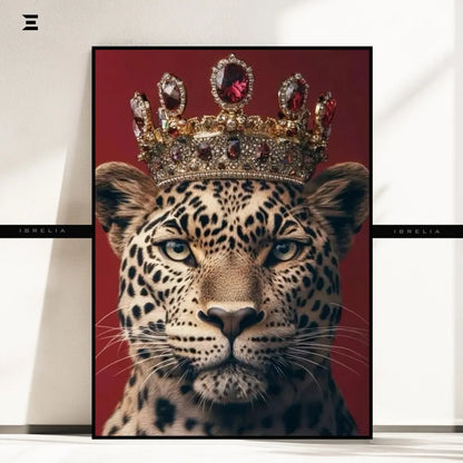 Premium Resin Coated Wall Art – Crowned Leopard Royal Portrait | IBRELIA Pakistan IBRELIA