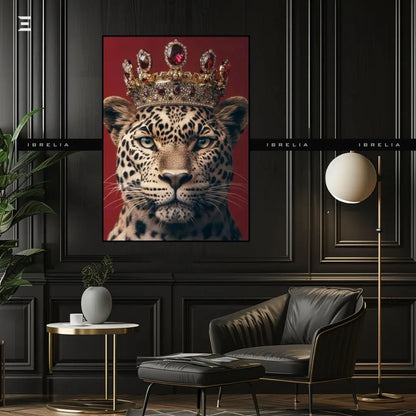 Premium Resin Coated Wall Art – Crowned Leopard Royal Portrait | IBRELIA Pakistan IBRELIA