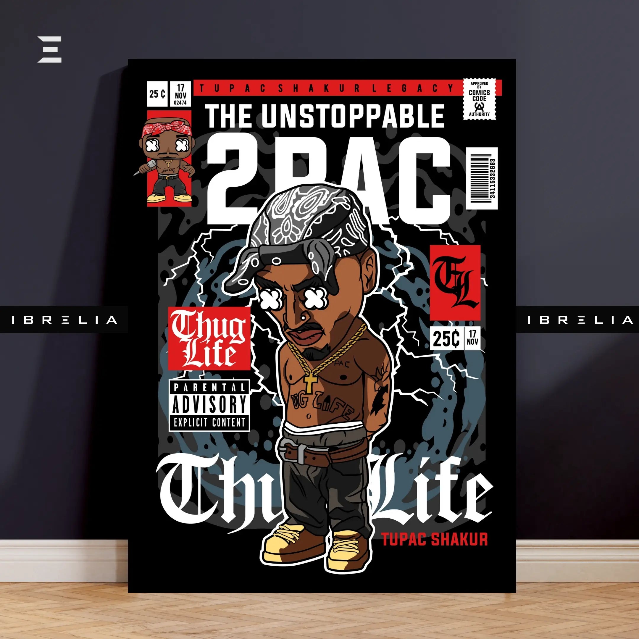 2Pac Thug Life Pop Art Resin Wall Art – Comic Style Edition | IBRELIA IBRELIA