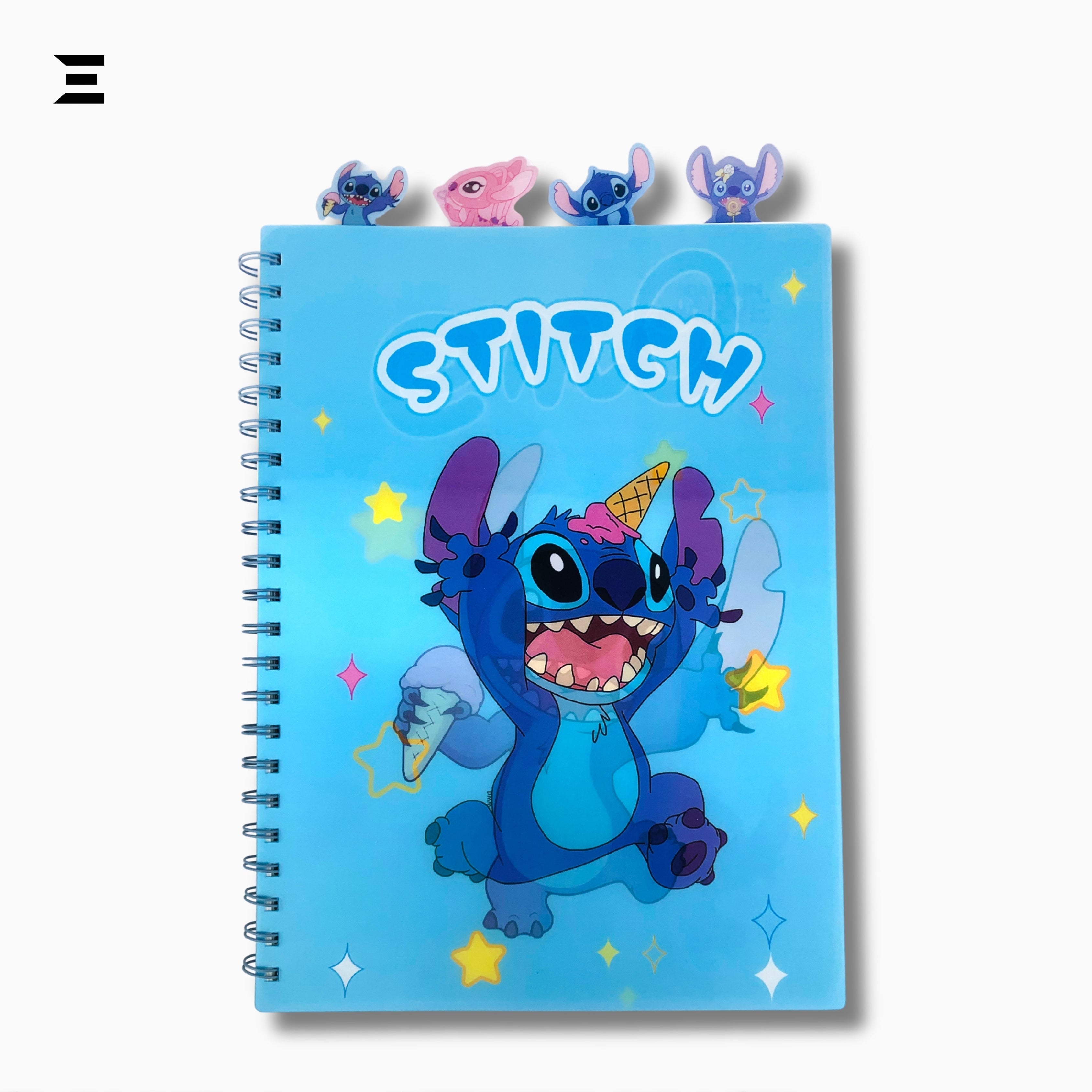 Disney Stitch A4 Spiral Notebook | Holographic Print Cover | Cute Cartoon Lined Journal with Character Tabs | IBRELIA™ IBRELIA