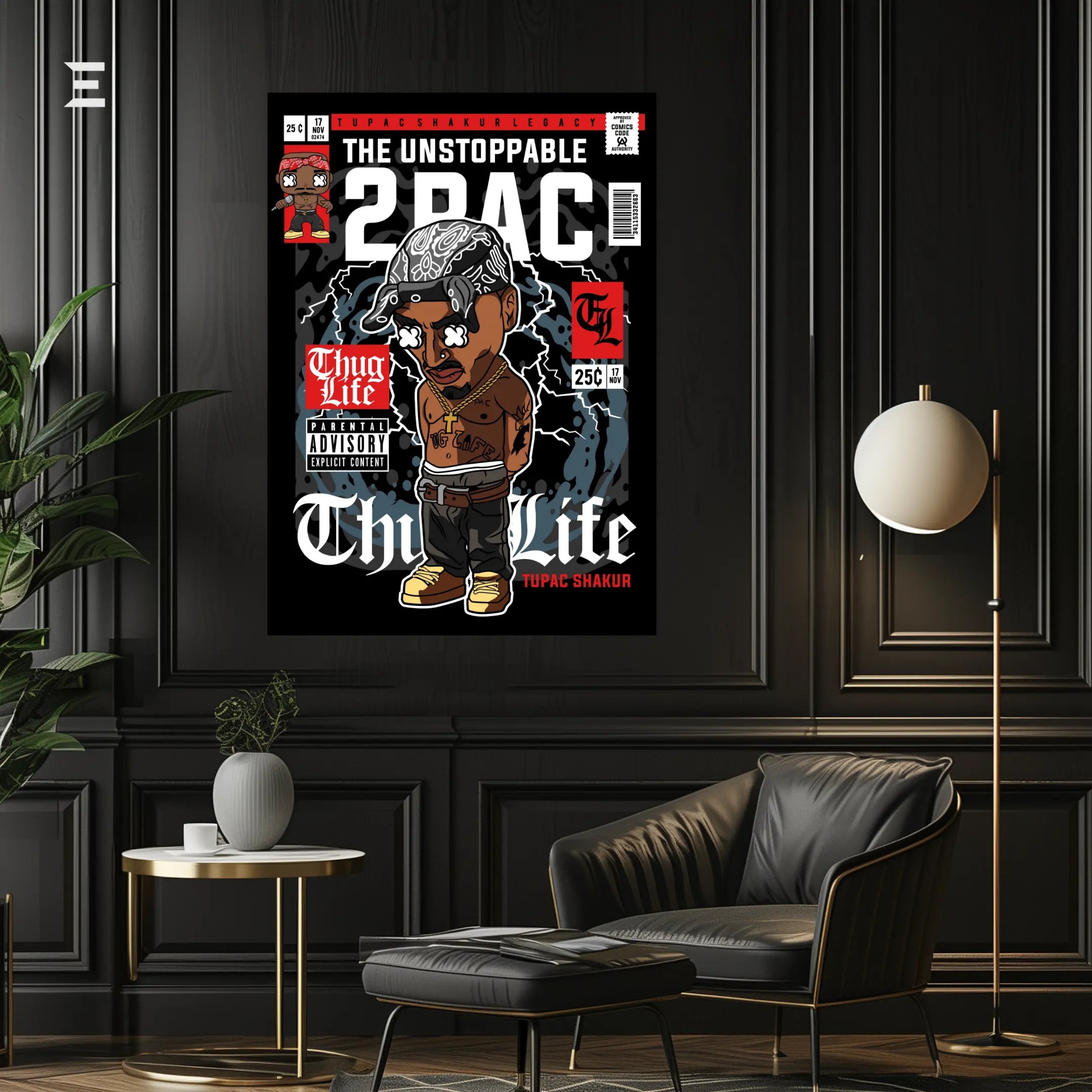 2Pac Thug Life Pop Art Resin Wall Art – Comic Style Edition | IBRELIA IBRELIA