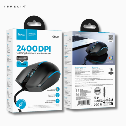 HOCO GM37 – 2400 DPI Gaming Luminous Wired Mouse | IBRELIA™