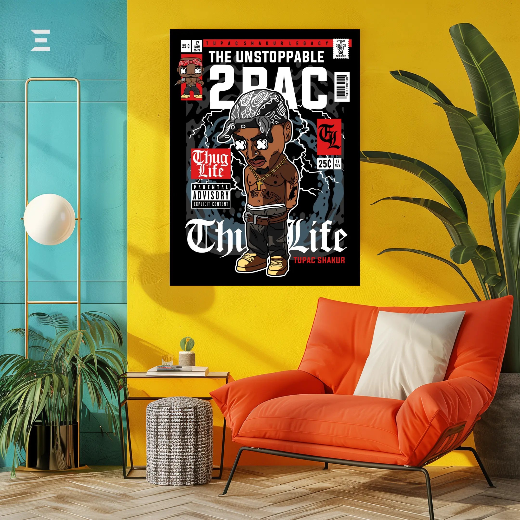 2Pac Thug Life Pop Art Resin Wall Art – Comic Style Edition | IBRELIA IBRELIA